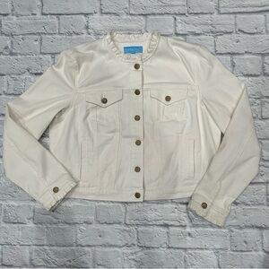 Draper James Ruffle White Denim Jacket